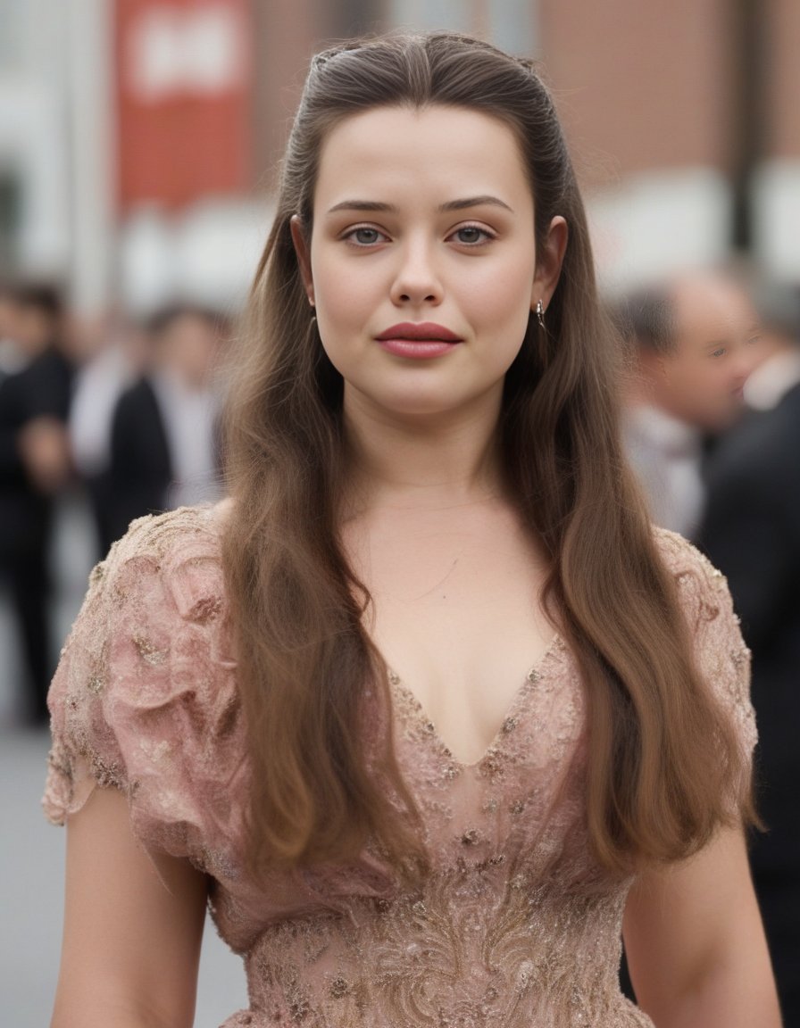 KatherineLangford,<lora:KatherineLangfordSDXL:1>,age 30, film grain, movie scene snapshot, long brown hair, wearing gala dinner dress, upper body, close up, waving goodbye, looking at viewer, front facing camera, motion blur, depth of field, exceptional detail