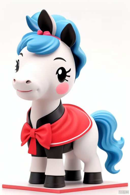 masterpiece, best quality,little horse,wear gogerous dress,super cute,paopaoma,blindbox,white background