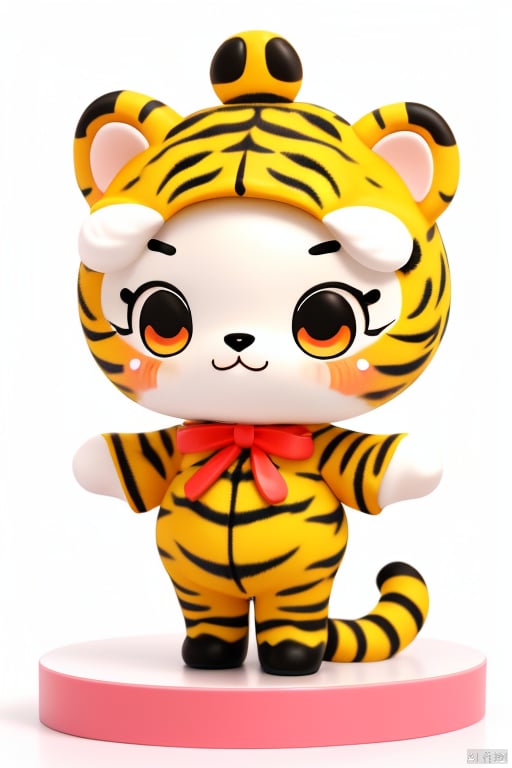 masterpiece, best quality,little tiger,big eyes,wear gogerous clothes,super cute,paopaoma,blindbox,white background