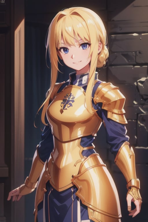 (Photo:1.3), highdetail, Alice_Zuberg, golden armor, solo, smile, (acclaimed, alluring, captivating, exciting, gorgeous, striking:1.3), beautiful, (highly detailed, high quality:1.3)