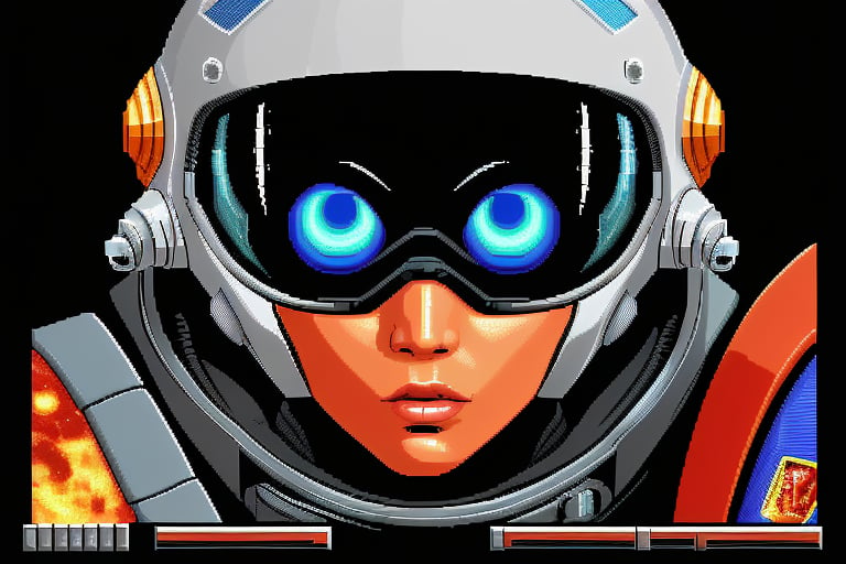 ega_pixel_art dos game, sci-fi, space pilot, face close up, pixel art, 