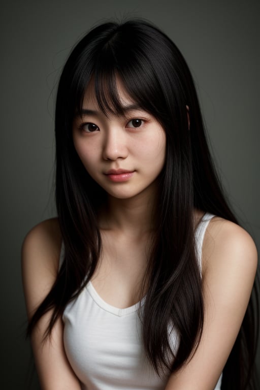 [professional], [masterpiece], [4k], hyperrealistic portrait of a 20yo cute japanese girl,asian, long hair, looking shy, [detailed face], [detailed skin], photography, [hq], [photorealistic],