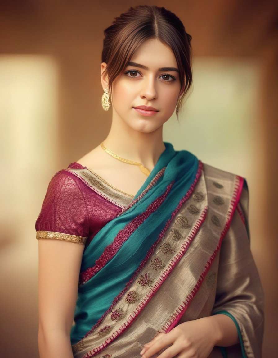DaisyEdgarJones,<lora:DaisyEdgarJonesSDXL:1>,woman wearing saree, background blur, portrait, sharp, detailed, uhd, realistic, masterpiece