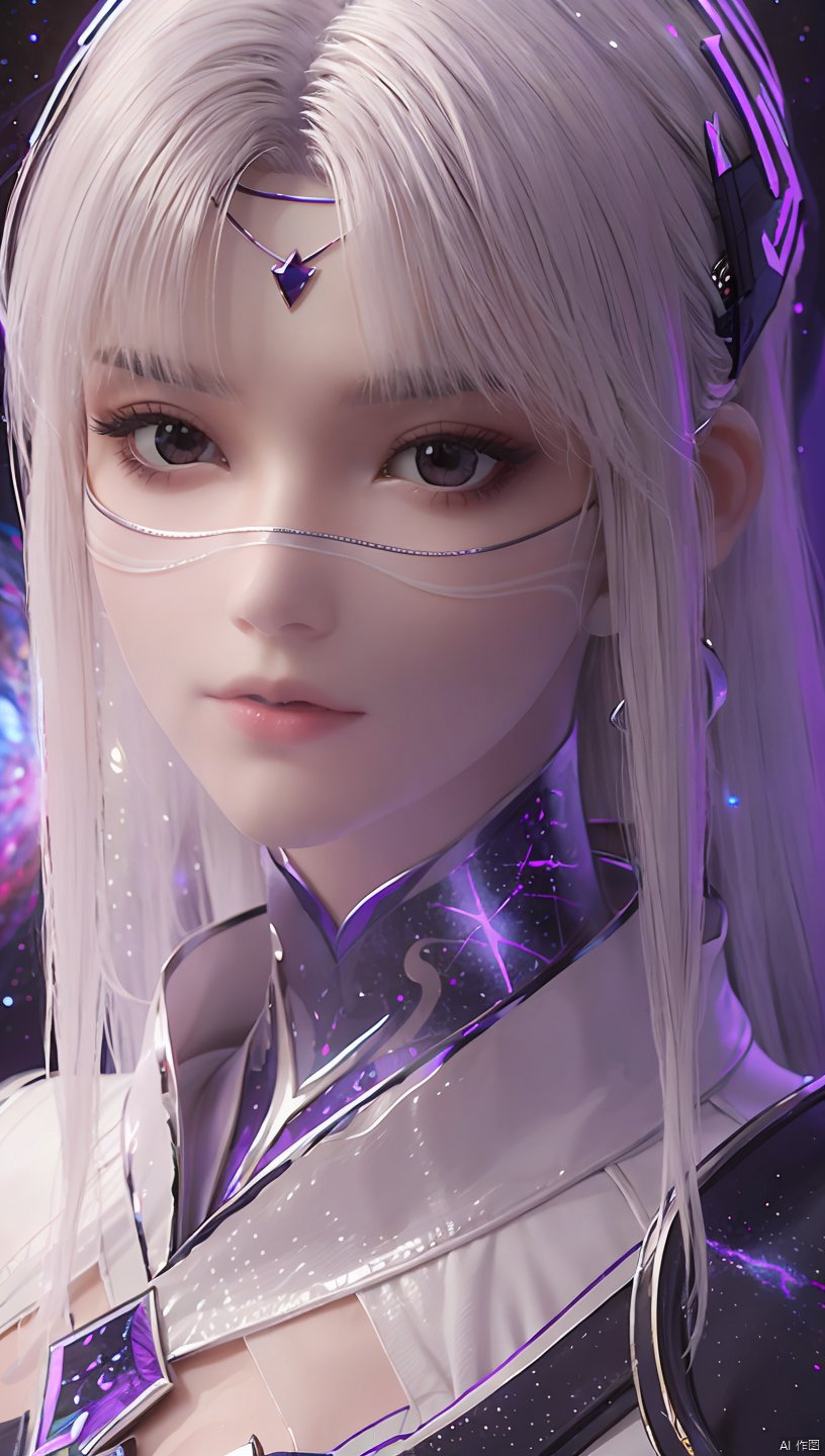  1girl,,white dress,white hair,,(hyper_galaxy:1.4),purple tone,(portrait:1.2),