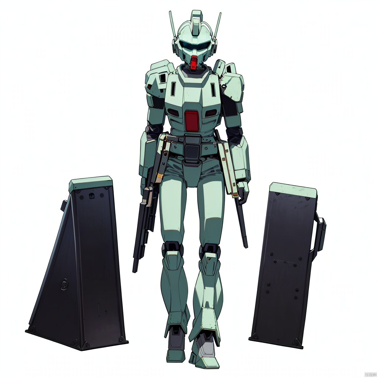 (masterpiece:1.3), (the best quality:1.2), (super fine illustrations:1.2), (Masterpiece), high quality, high detail, (white background:1.2), looking at viewer, (SOLO:1.4), outline, simplebackground, full armor,  jegan,gundam,superrobet