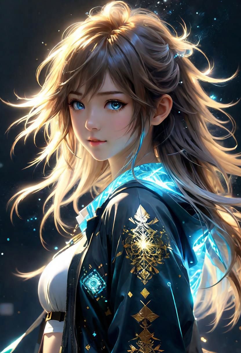 Shoulder length messy long shine hair, happy, Full body, Beautiful anime waifu style boy, hyperdetailed painting, luminism, art by Carne Griffiths and Wadim Kashin concept art, 4k resolution, fractal isometrics details bioluminescence , 4d render, octane render, intricately detailed , cinematic, trending on artstation Isometric Centered hyperrealistic cover photo awesome full color, hand drawn , gritty, realistic mucha , hit definition , cinematic, on paper, ethereal background, abstract beauty,stand, approaching perfection, pure form, golden ratio, minimalistic, unfinished, concept art, by Brian Froud and Carne Griffiths and Wadim Kashin and John William Waterhouse, intricate details, 8k post production, high resolution, hyperdetailed, trending on artstation, sharp focus, studio photo, intricate details, highly detailed, by greg rutkowski