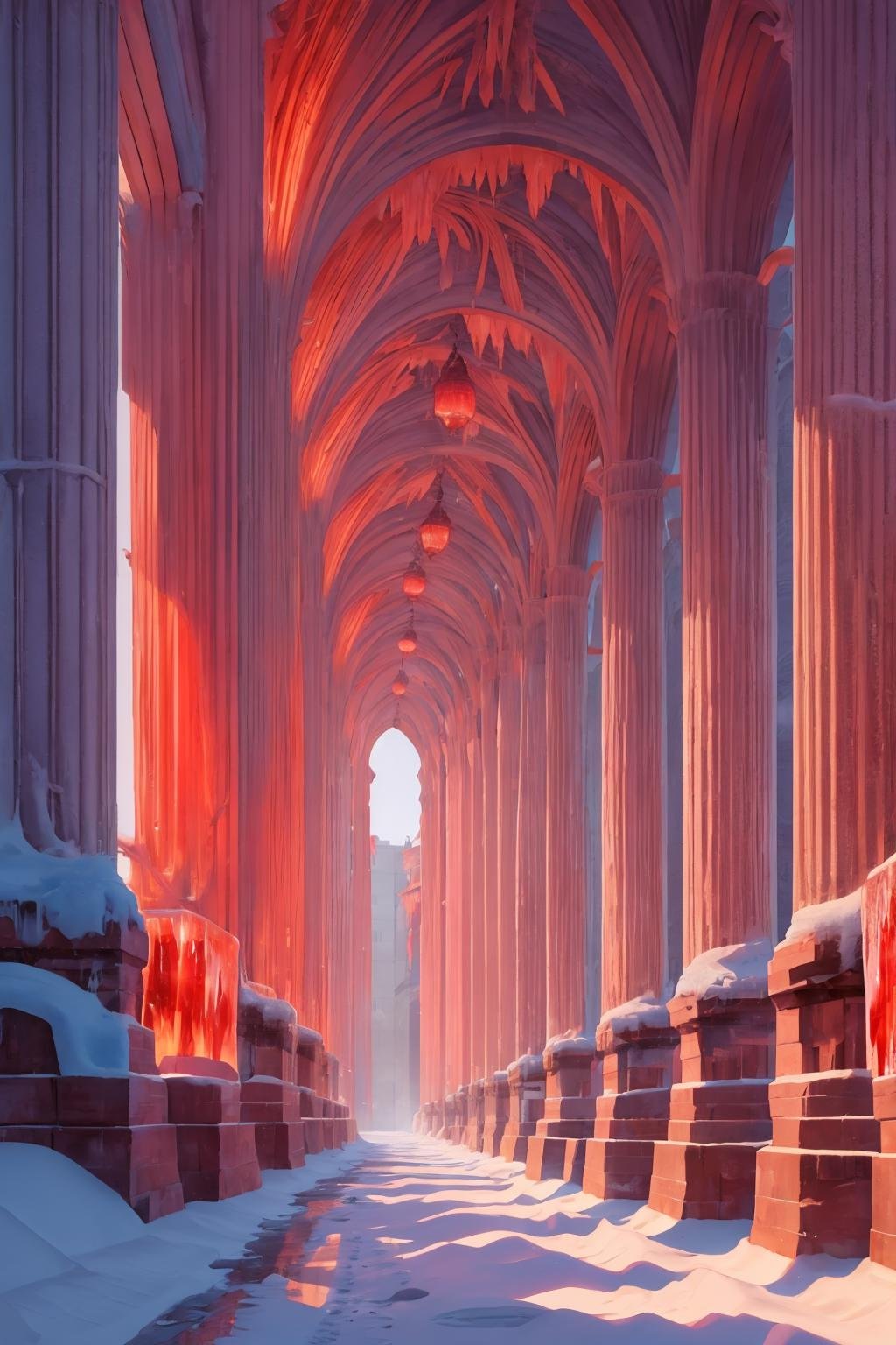 masterpiece, best quality, <lora:redice-concept-richy-v1_1:1> redice, red icicle, no humans, city, winter