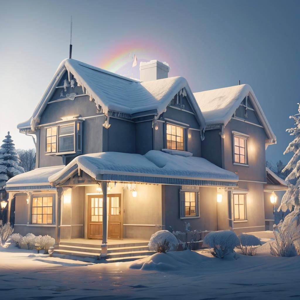 masterpiece, best quality, <lora:snow-style-richy-v1:1> snowstyle, (colorful, rainbow order, gradient:1.1), house, no humans