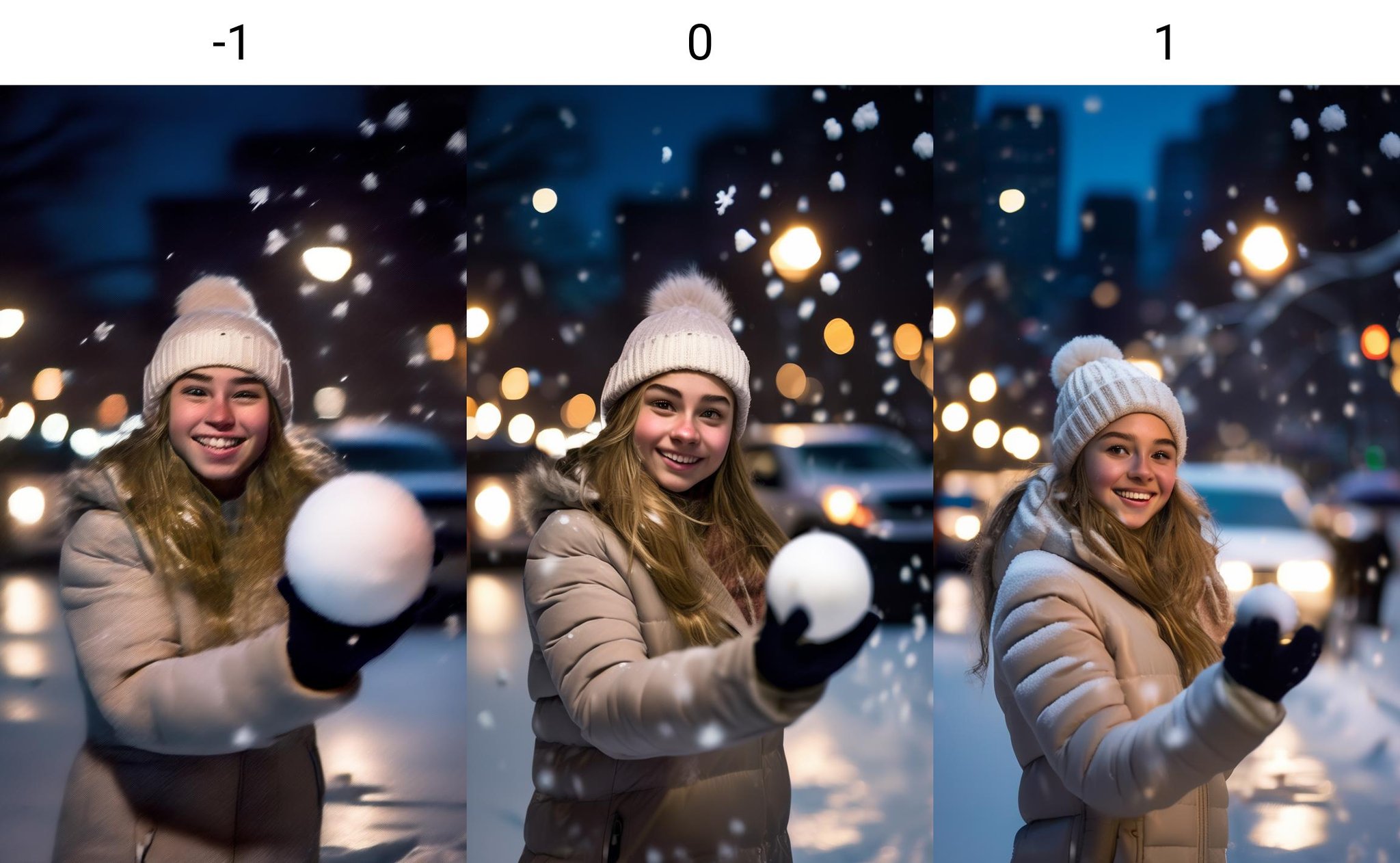 <lora:neg4all_xl_bdsqlsz_V4:-1>RAW photo, award winning portrait of 20yo american girl, beautiful, big smile, black eyes, throwing snowball behind a car, winter, snow in the street, winter coat and hat, dark blonde hair, outside, central park at night, (high detailed skin:1.2),8k uhd,dslr,soft lighting,high quality,film grain,Fujifilm XT3