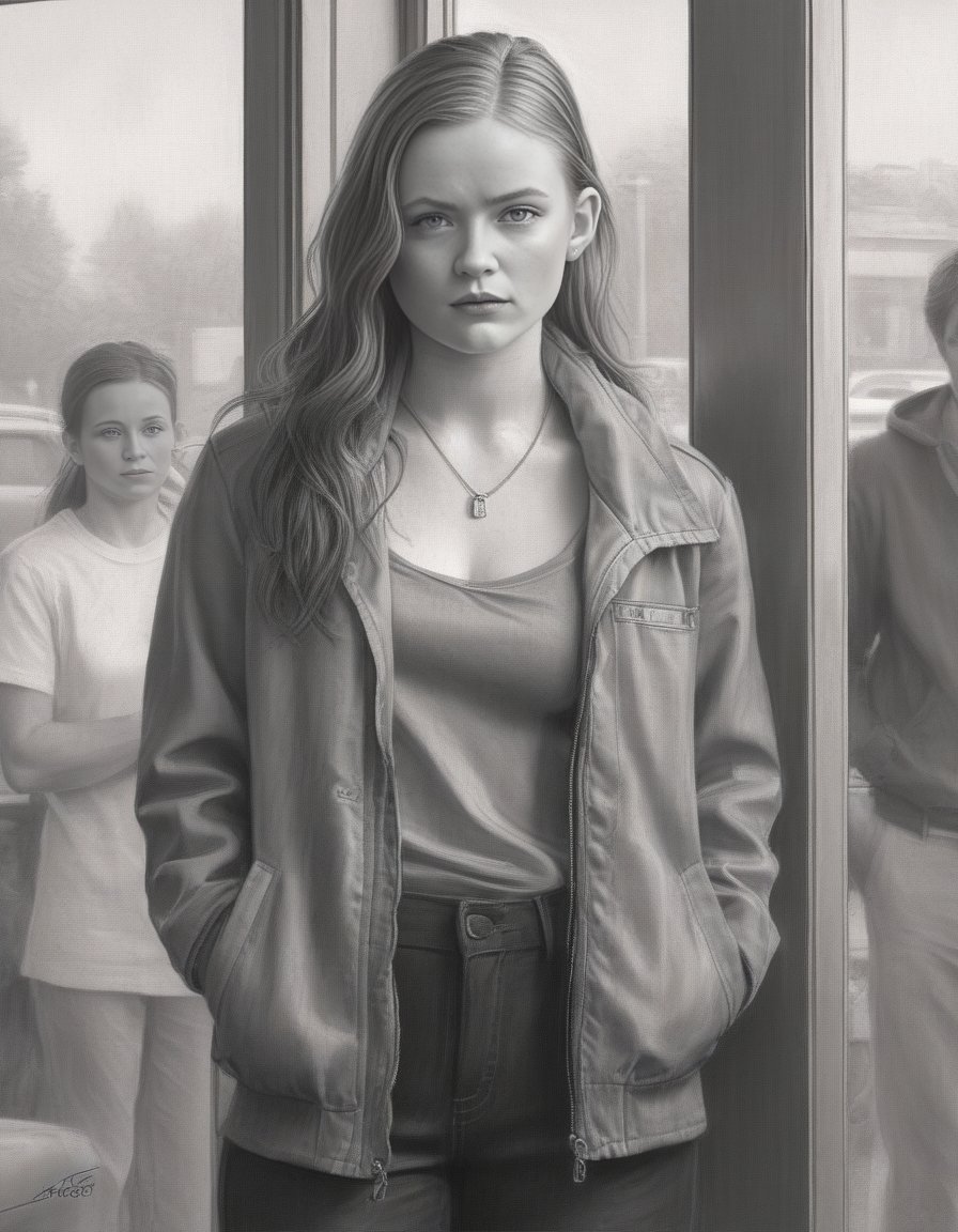 <lora:SadieSinkSDXL:1>amazing lifelike award winning pencil illustration of SadieSink shoplifting trending on art station artgerm Greg rutkowski cinematic