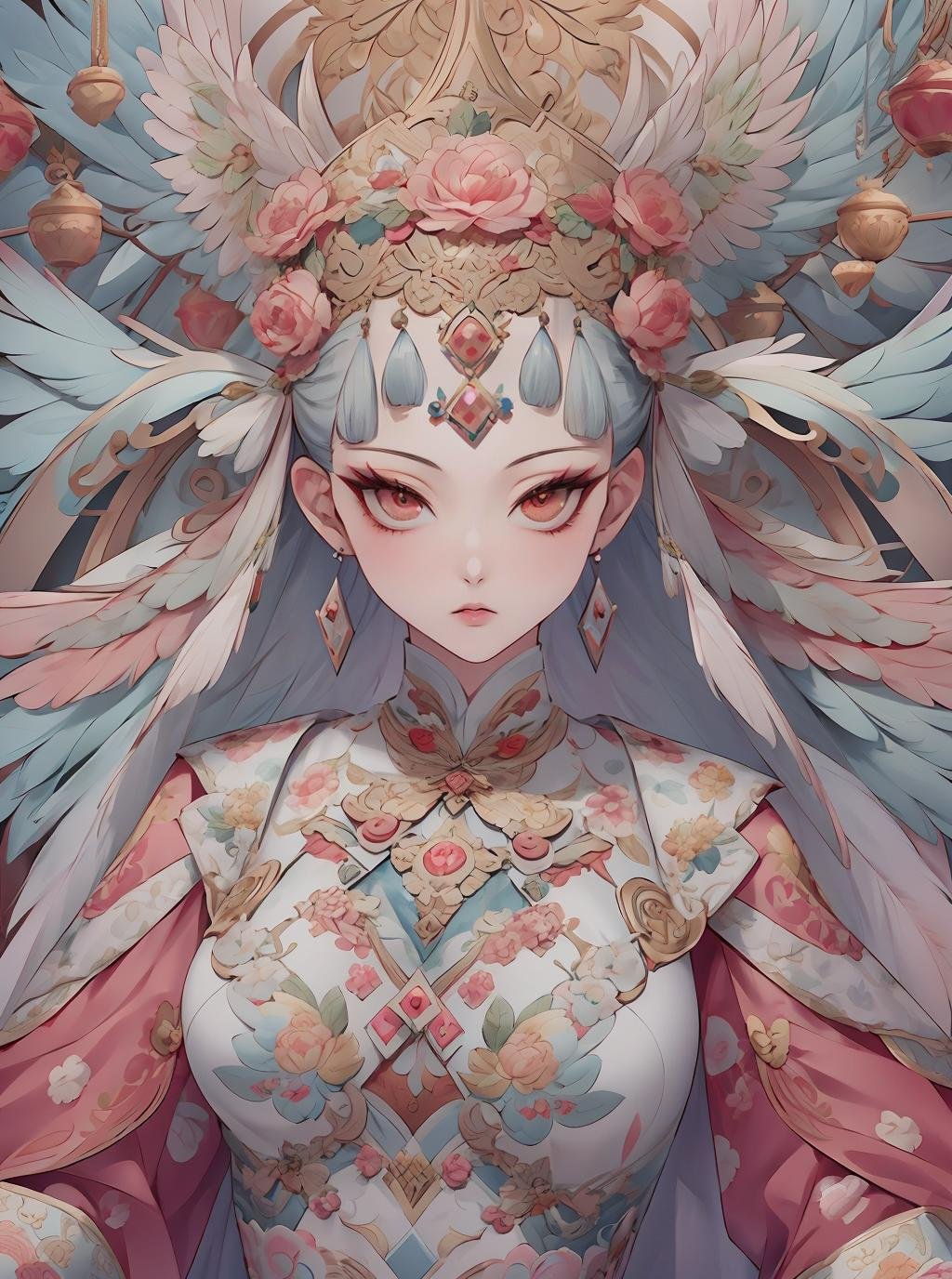 masterpiece,best quality,1girl,solo,realistic,asians,portrait,chinese aesthetics,chair,cnstyle,Chinese Ornate,crown,eye makeup,(((red dress))),wings,feather,earrings,jewelry,<lora:cnstyle Chinese Ornate_20231224170732-000010:0.7>,