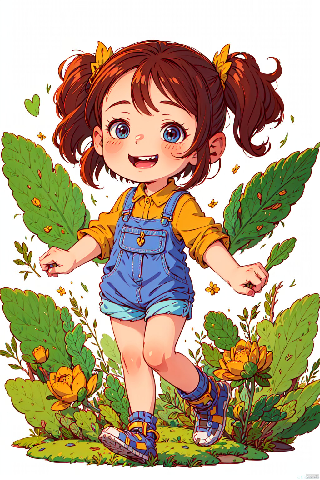 kids illustration, masterpiece, best quality, chibi, 1girl , solo, full body photo,  smiling on her face,  with added details,  extremely high resolution,  white background,<lora:EMS-265852-EMS:1.000000>