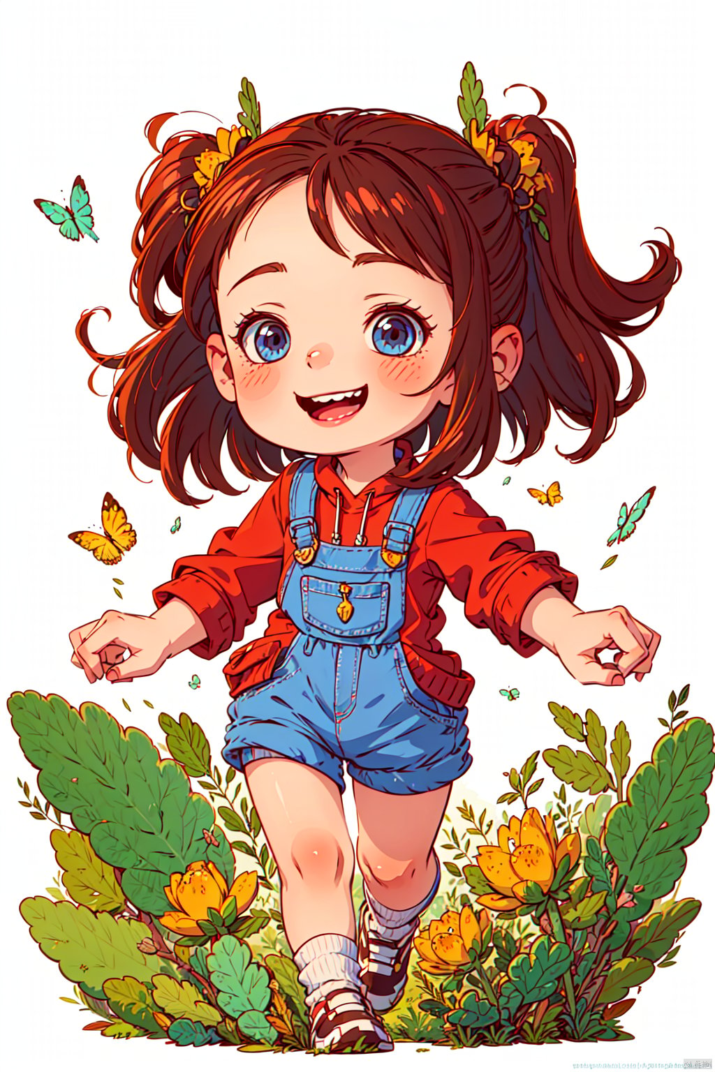 kids illustration, masterpiece, best quality, chibi, 1girl , solo, full body photo,  smiling on her face,  red clothes, with added details,  extremely high resolution,  white background,<lora:EMS-265852-EMS:1.000000>