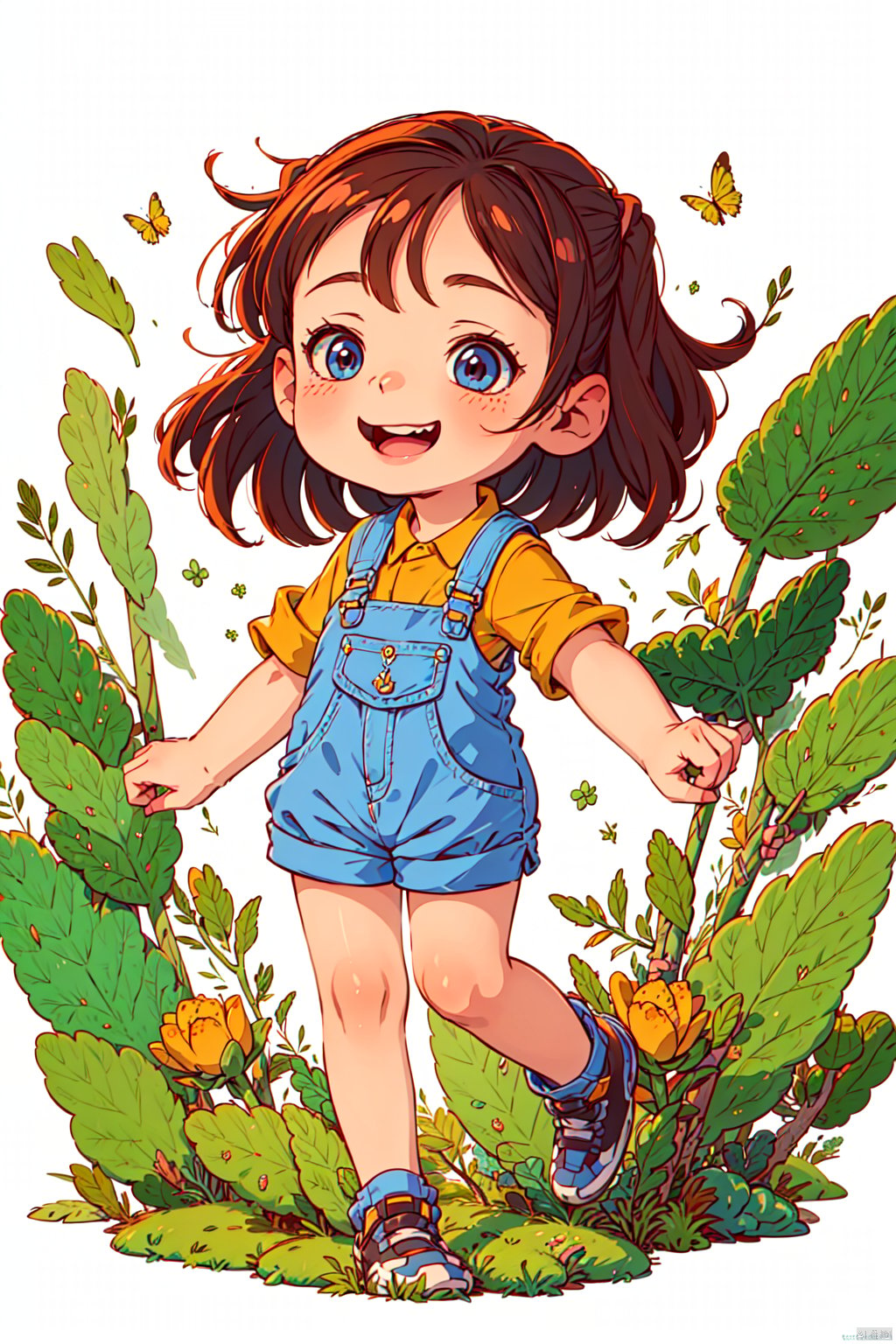 kids illustration, masterpiece, best quality, chibi, 1girl , solo, full body photo,  smiling on her face,  with added details,  extremely high resolution,  white background,<lora:EMS-265852-EMS:1.000000>