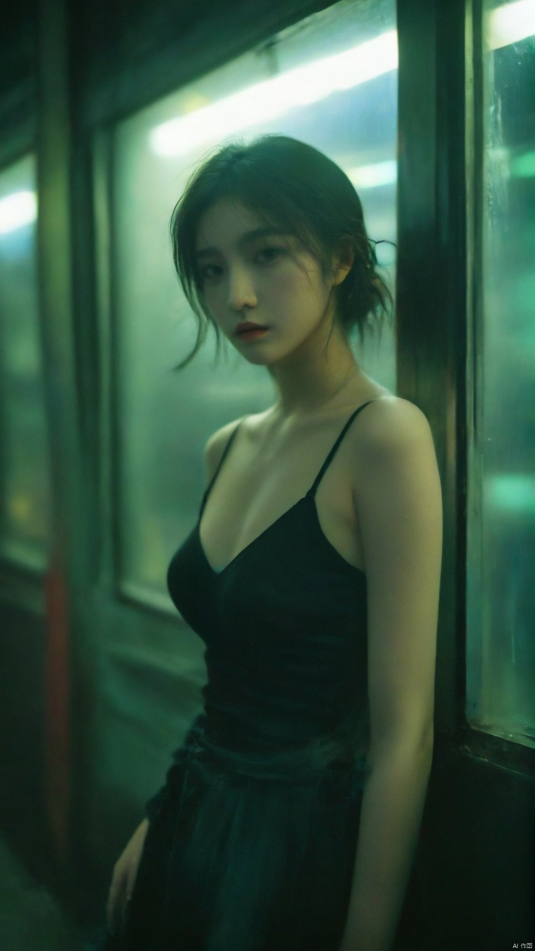  1girl,film grain, Fujifilm XT3, night shot, 1girl, (big breasts:1.56)
,BREAK,
Shanghai streets in the 1980s, neon lights at night, Wong Kar-wai movie lighting texture, sunlight