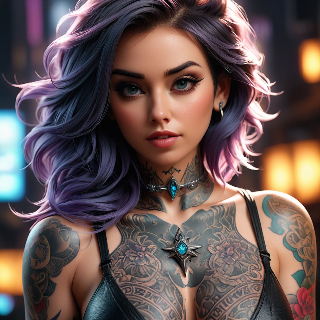 a close up of a woman with tattoos on her chest, 8k high quality detailed art, fantasy art style, epic fantasy art style, epic fantasy art style hd, dark fantasy style art, seductive cyberpunk dark fantasy, epic fantasy digital art style, 4k fantasy art, 4k detailed digital art, 4k highly detailed digital art, epic fantasy art portrait

,Anime 