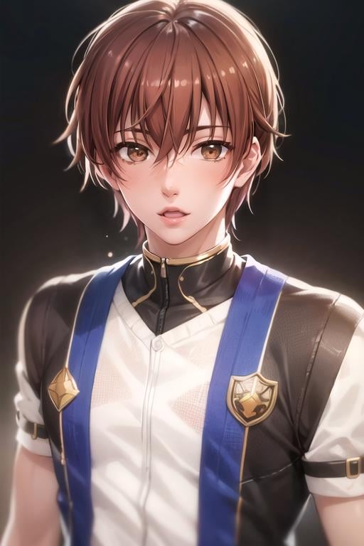photorealistic, (4k), depth of field, (Masterpiece), (realistic skin texture), extremely detailed, intricate, hyper detailed, high resolution, professional photography, , depth of field, sharp detail, best quality, looking at viewer, 1boy, solo, male focus, <lora:takumi_kijima:0.98>, takumi_kijima, brown hair, brown eyes, king costume, science fiction speculative fiction, 4k resolution