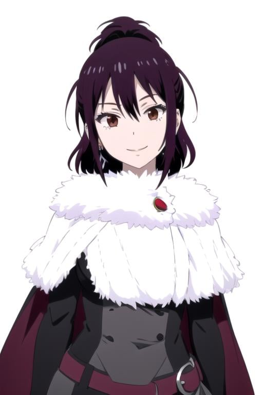 solo, 1girl, <lora:hana-nisekoi:0.7>, hana kirisaki, jewelry, earrings, smile, capelet, looking at viewer, sketch, oekaki, flat colors, 2D, anime coloring, upper body, jaggy lines, (solid white background:1.3)