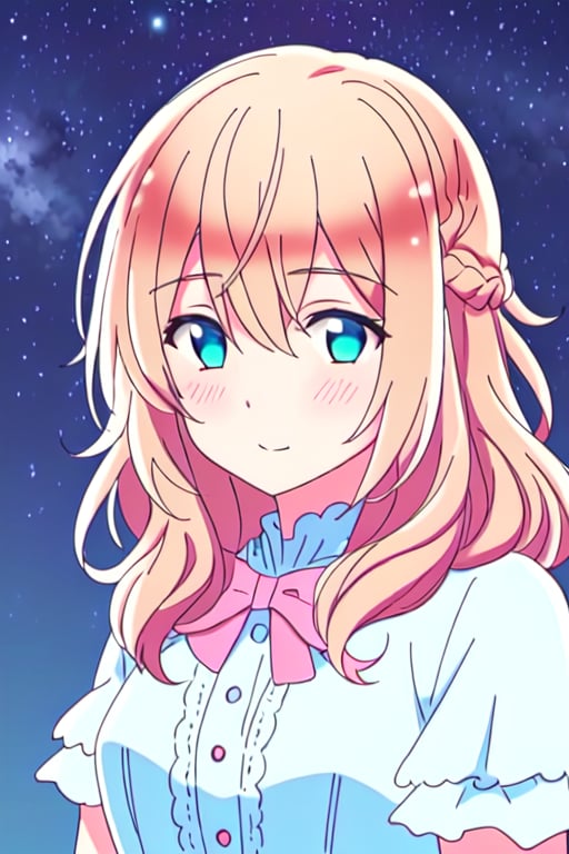 {{best quality}}, {{masterpiece}}, {{ultra-detailed}}, {illustration}, {detailed light}, {an extremely delicate and beautiful}, a girl, {beautiful detailed eyes}, stars in the eyes, messy floating hair, colored inner hair, Starry sky adorns hair, depth of field