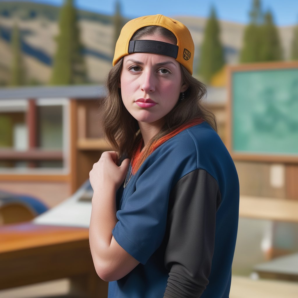 Portrait Photo of mrlhgr, girl gangsta rapper, Ketchum idaho background,mrlghr,<lora:659095807385103906:1.0>