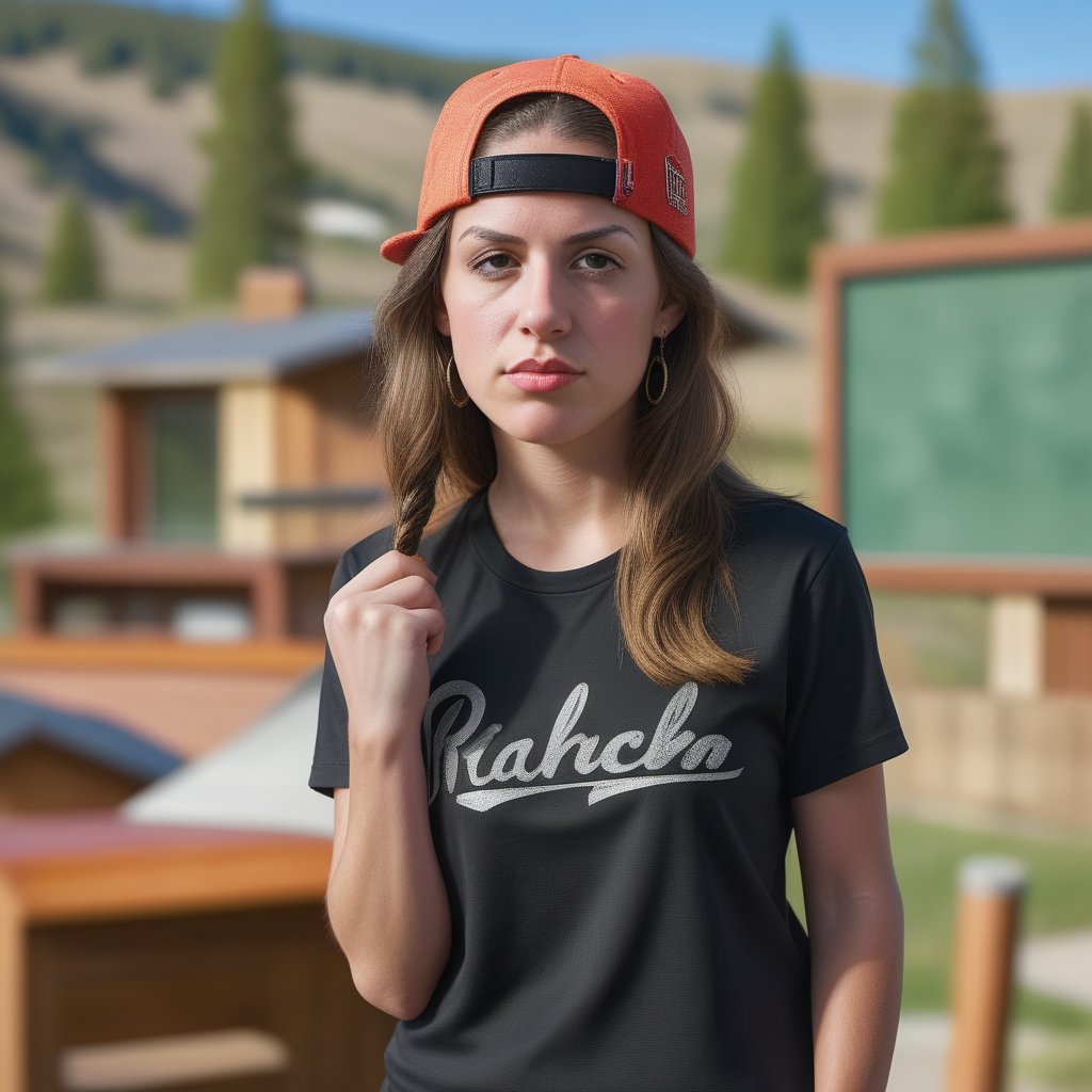 Portrait Photo of mrlhgr, girl gangsta rapper, Ketchum idaho background,mrlghr,<lora:659095807385103906:1.0>