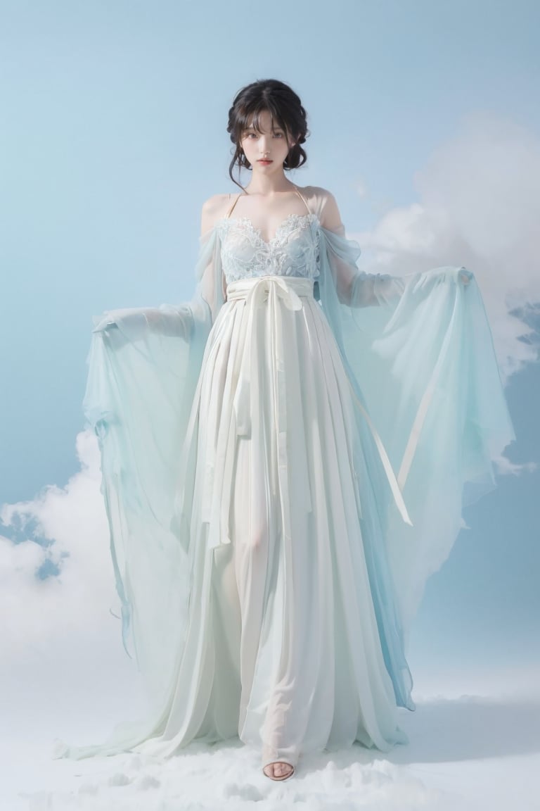 1 girl,  solo,  full body, ,  chest po skirt,  an ethereal goddess draped in a cloud-like gown,  background,<lora:EMS-267818-EMS:0.800000>
