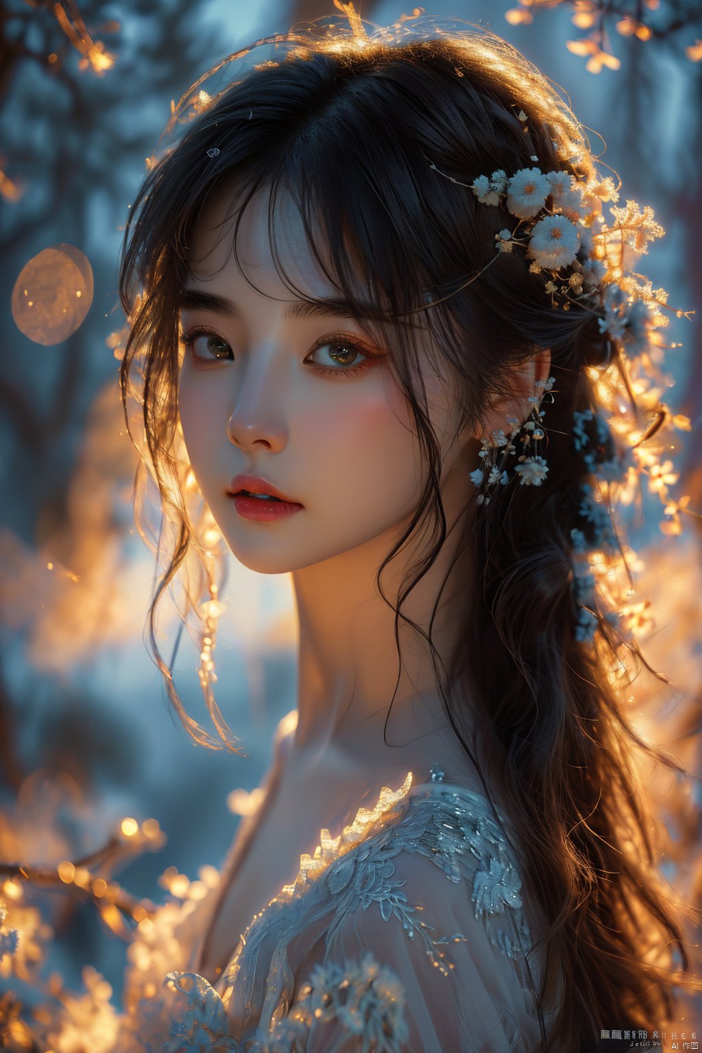  Official art, 8k wallpaper, super detailed, beautiful and beautiful, masterpiece, best quality, (fractal art: 1.3), lines, illustration, 1 girl head, white background, very detailed, bright colors, romanticism, mtianmei, mgirl