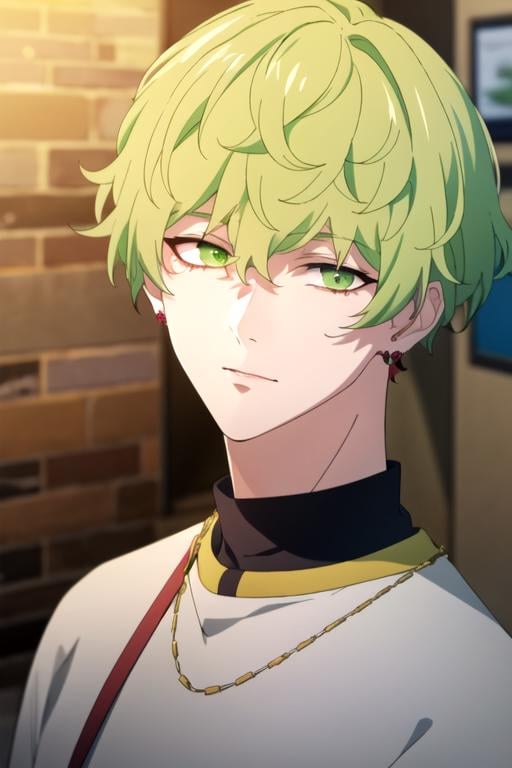 (best quality:1.1), (masterpiece:1.4), game cg, looking at viewer, , depth of field, , , 1boy, solo, male focus, <lora:hokusai_masaki:0.88>, hokusai_masaki, green hair, green eyes