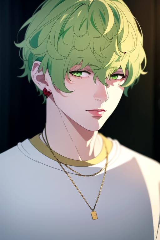 (best quality:1.1), (masterpiece:1.4), sketch, looking at viewer, upper body, depth of field, , (realistic:1.4), 1boy, solo, male focus, <lora:hokusai_masaki:0.94>, hokusai_masaki, green hair, green eyes