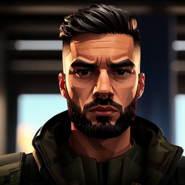 full format Modern Warfare still of ÁLVARO MORATA, realistic skin, Meybis Ruiz Cruz, photorealistic, perfectly framed view, stylized features, backlighting, in the style of the cycle frontier, More Detail, photorealistic, 