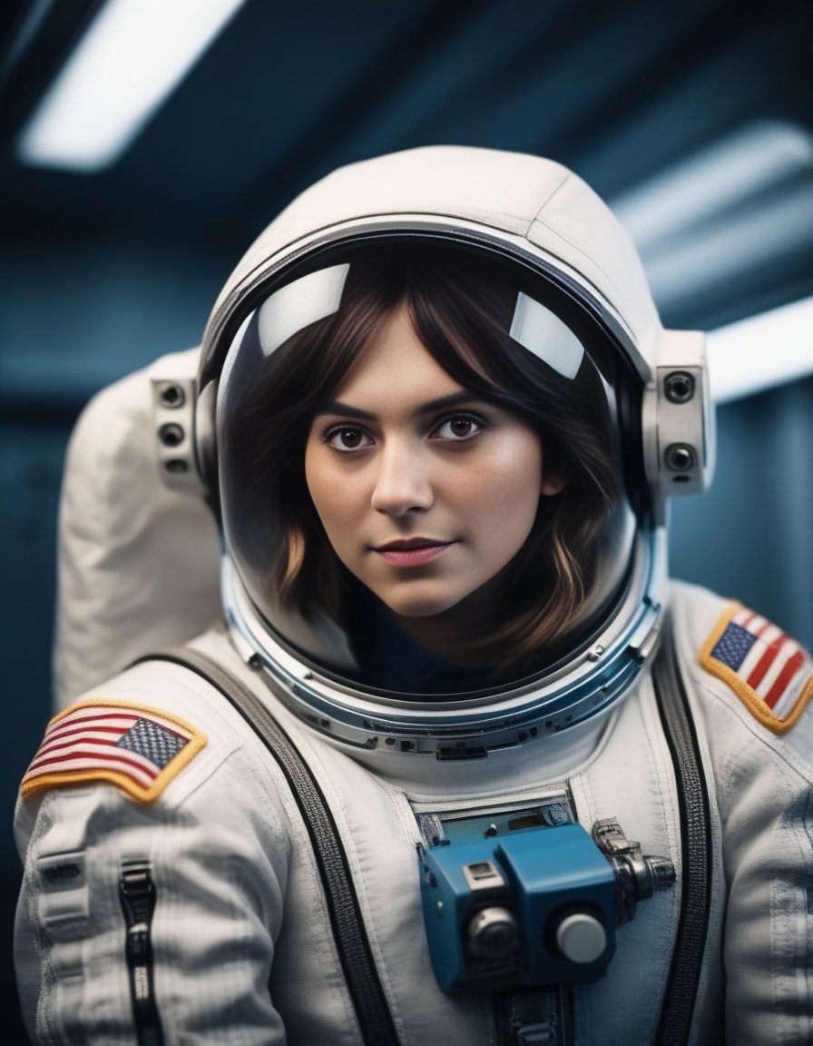 EmiliaJones,<lora:EmiliaJonesSDXL:1>,photo,detailed background, stunning beauty, high quality photo, perfect composition, perfect details and textures, highly detailed, front view, looking at camera, perfect lighting, with an astronaut suit in the space station