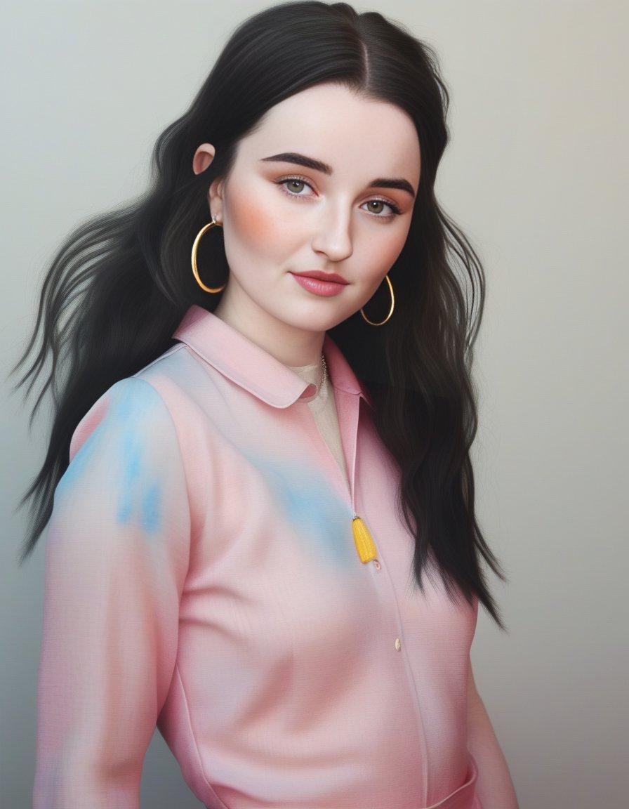KaitlynDever,<lora:KaitlynDeverSDXL:1>,Generate a hyper-realistic portrait of a beautiful white girl with neon black hair, light freckles, resembling an Instagram fashion influencer