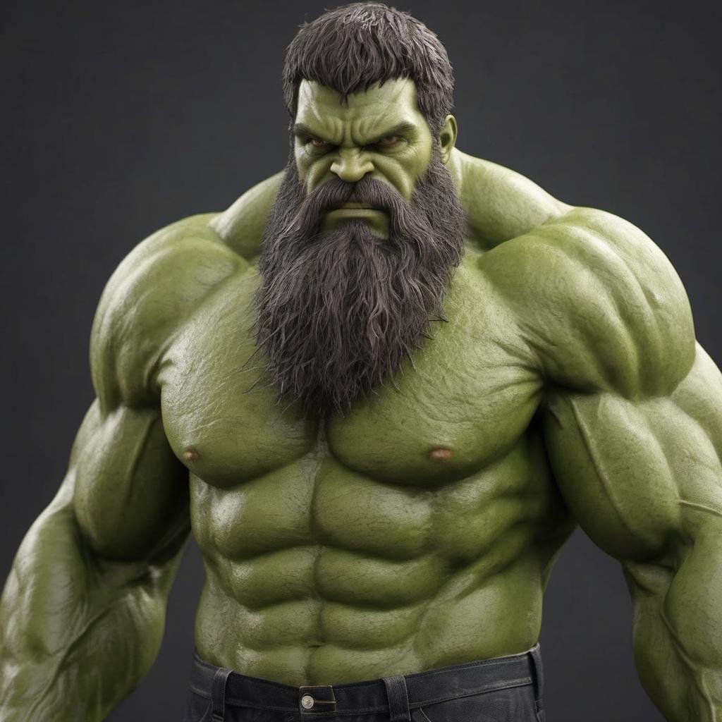 the hulk with a very long and big beard <lora:Cruz'sBeard:0.55>