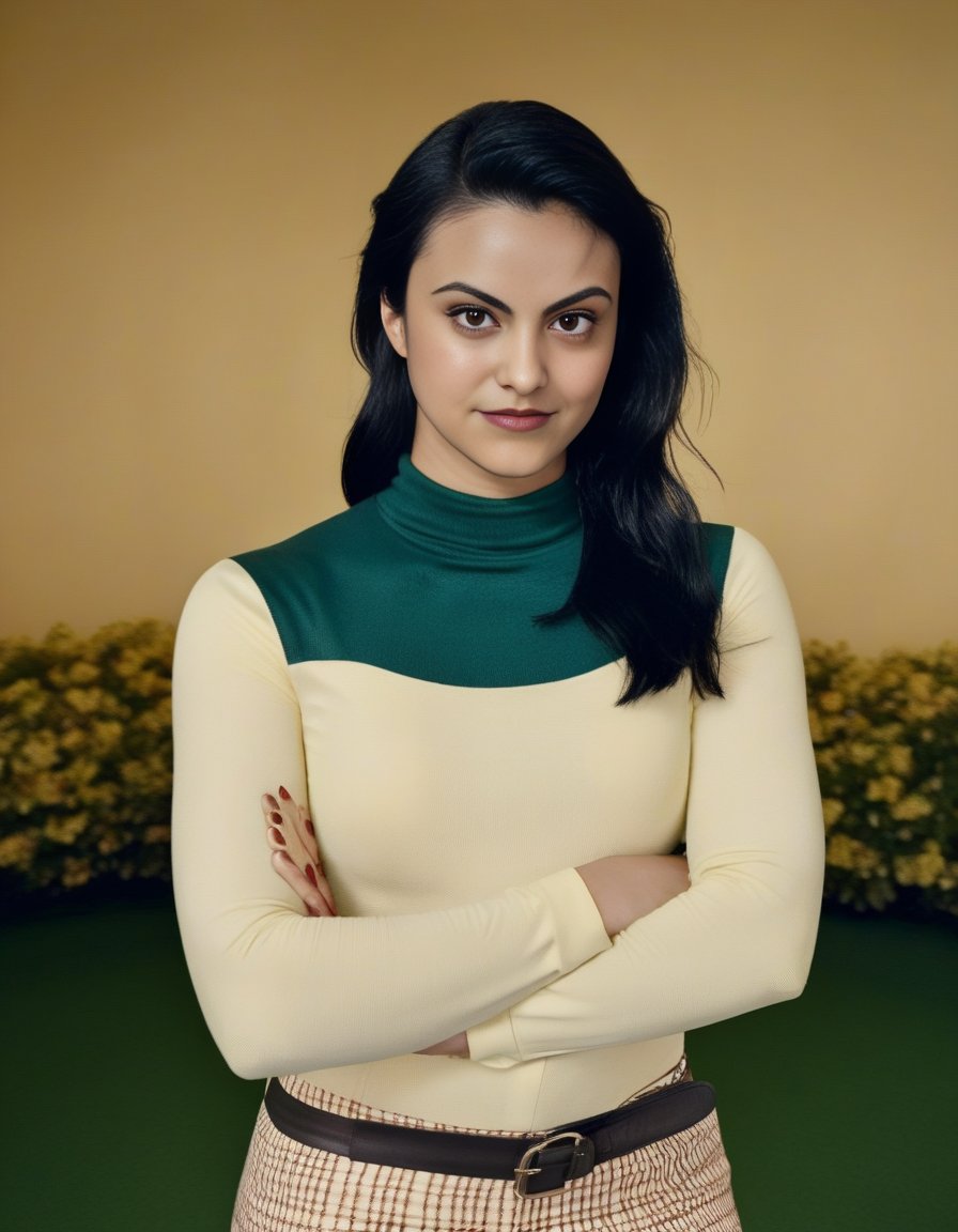 CamilaMendes,<lora:CamilaMendesSDXL:1>  portrait photo of a woman, on a golf course, looking directly at the camera, face front