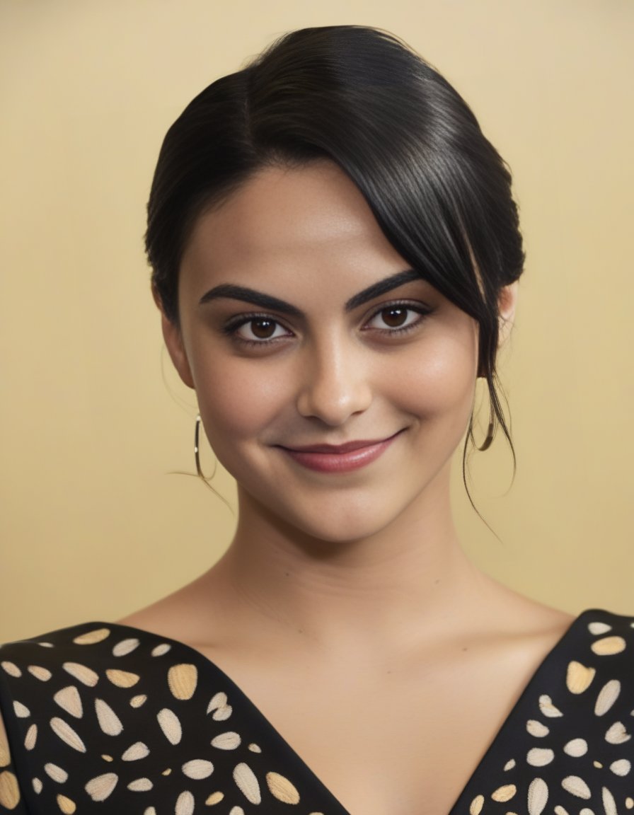 CamilaMendes,<lora:CamilaMendesSDXL:1>,A close-up portrait of a beautiful woman, smiling, asymmetrical cut hair style, natural skin, glamorous, beauty of simplicity, highly detailed, photographer: randomly selected.