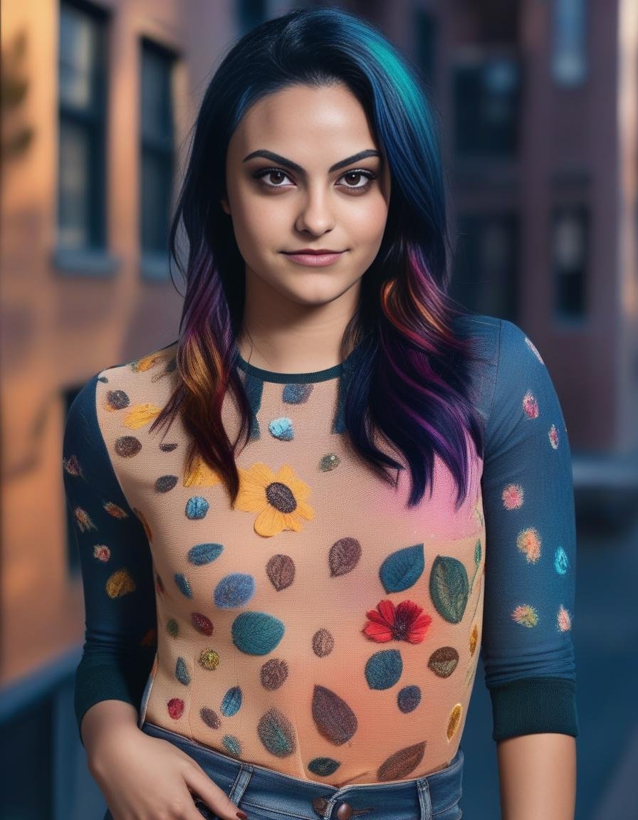 CamilaMendes,<lora:CamilaMendesSDXL:1>,A realistic photograph of a stunning girl with [colorful hair] with [dark roots], a [small nose], highly detailed face, detailed woman face, detailed hand, beautiful [brown eyes], wearing a [shirt], in [city], [full body], highly detailed, cinematic, professional, bright color, dramatic ambient dynamic, thought, majestic, rich deep colors, vivid, stunning, graceful, wonderful, magic, perfect, pretty, marvelous, pure, scenic, sharp focus, extremely inspirational, elegant, colossal, epic, fine detail, sincere, amazing, singular, beautiful, fantastic