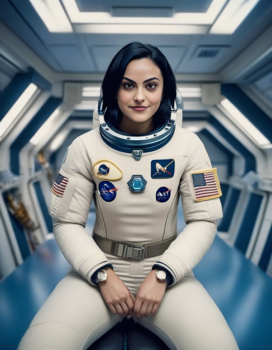 CamilaMendes,<lora:CamilaMendesSDXL:1>,photo,detailed background, stunning beauty, high quality photo, perfect composition, perfect details and textures, highly detailed, front view, looking at camera, perfect lighting, with an astronaut suit in the space station