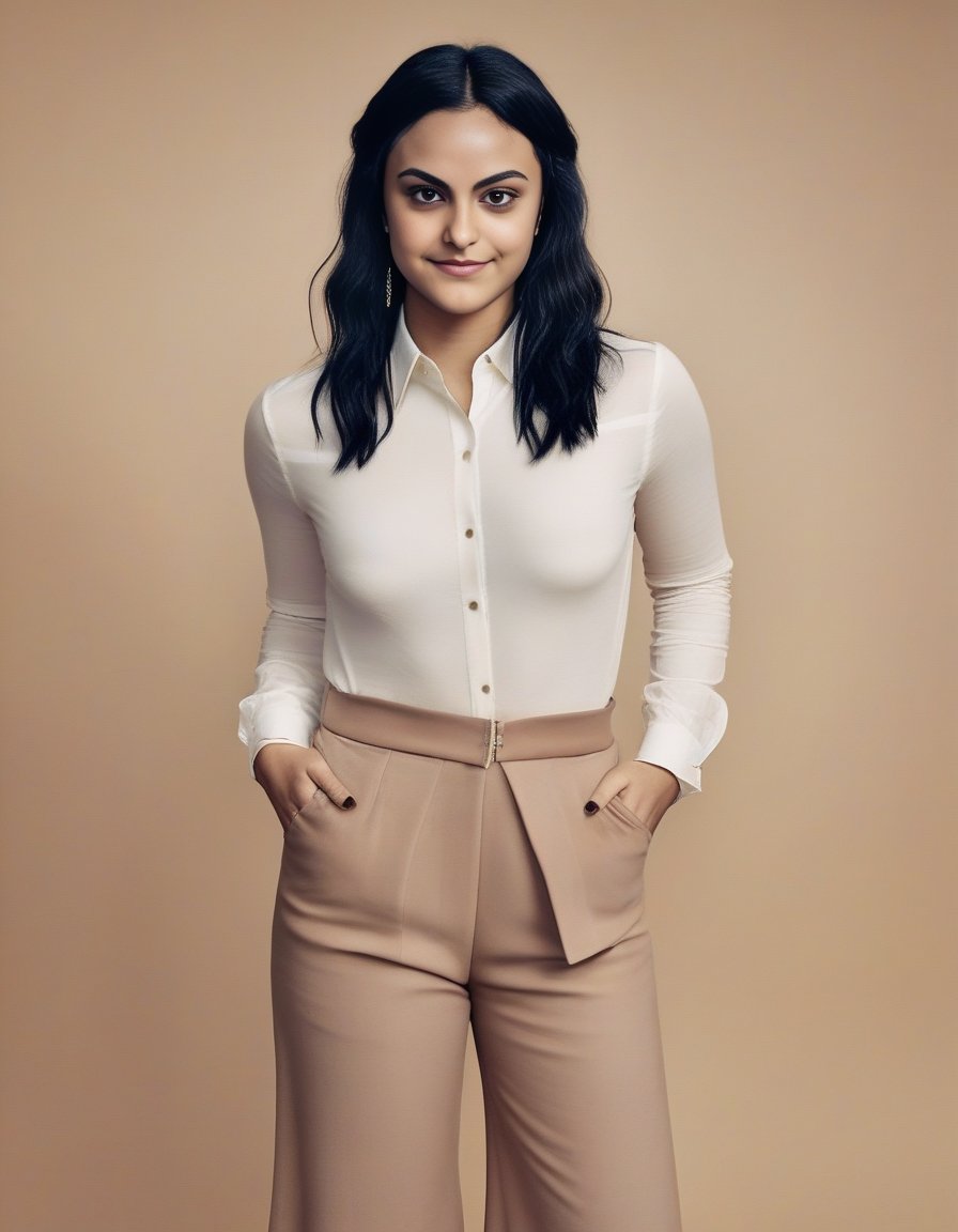 CamilaMendes,<lora:CamilaMendesSDXL:1>,A waist up portrait of a young beautiful (Scottish | German | Italian | Turkish) girl, soft natural skin, Soft Ombré hairstyle, (breast:1.05), slim with curves, white shirt, beautiful diamond accesories.