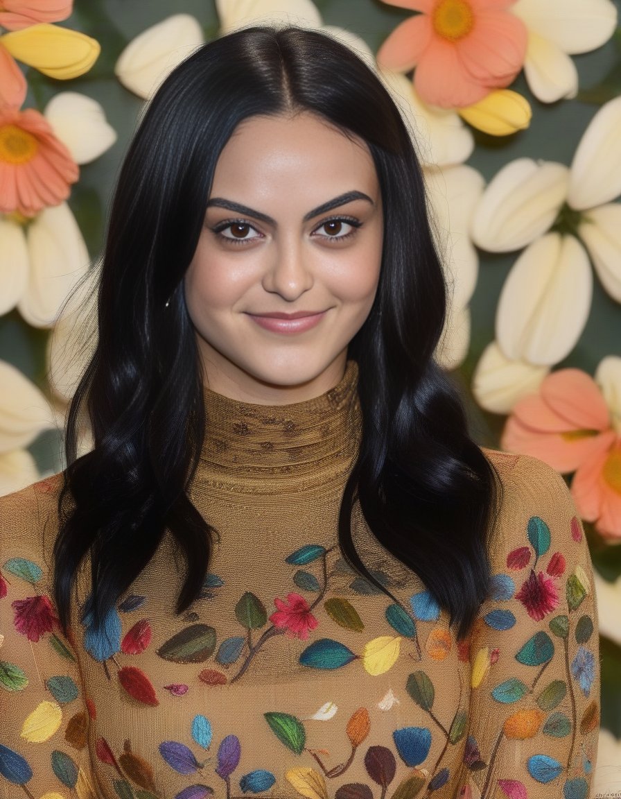 CamilaMendes,<lora:CamilaMendesSDXL:1>,hires close up photo of woman outdoors, looking looking at camera, smiling, colorful high neck curly black hair, ultra-detailed, photorealistic, intricate details, perfect face, full sharp, detailed face