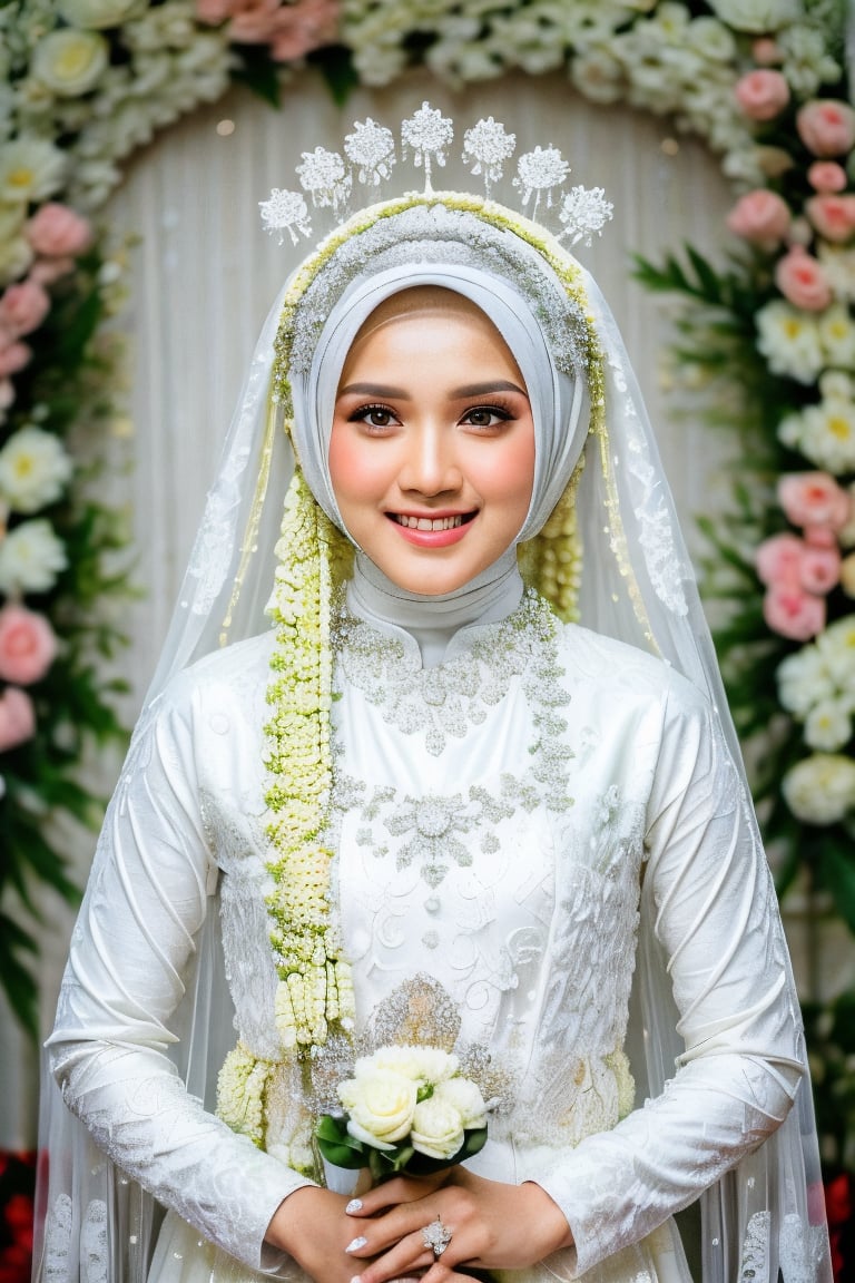 Fortait, best quality, 1.3, 16k, wedding_kebaya, hijab, white background ,dilraba,yoona,frey4,Salshabilla