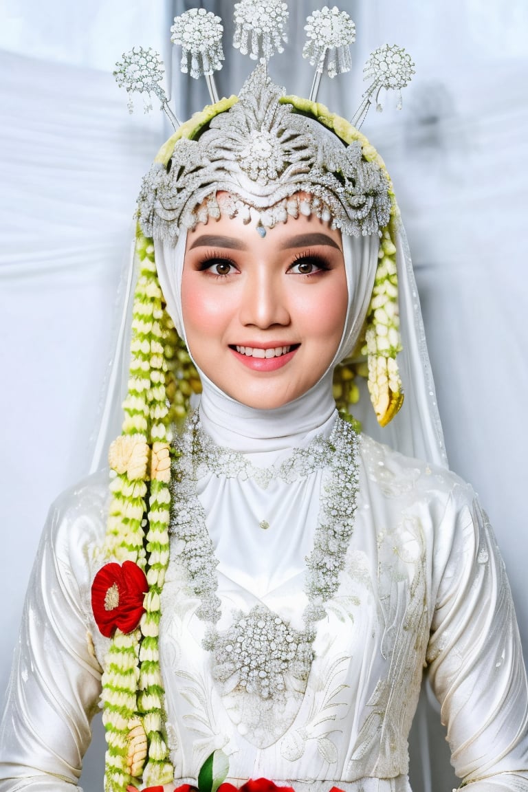 Fortait, best quality, 1.3, 16k, wedding_kebaya, hijab, white background ,dilraba,yoona,frey4,Salshabilla