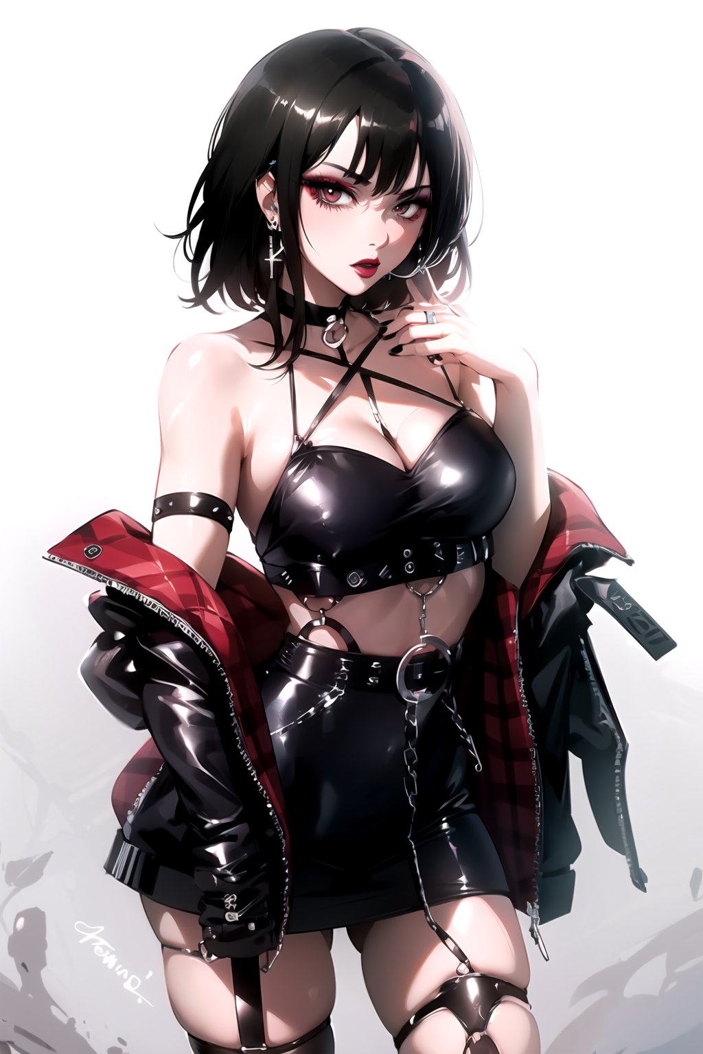 <lora:v2GothicC:1>, GothicC, makeup, lipstick, mascara, black nails, best quality, masterpiece, highres