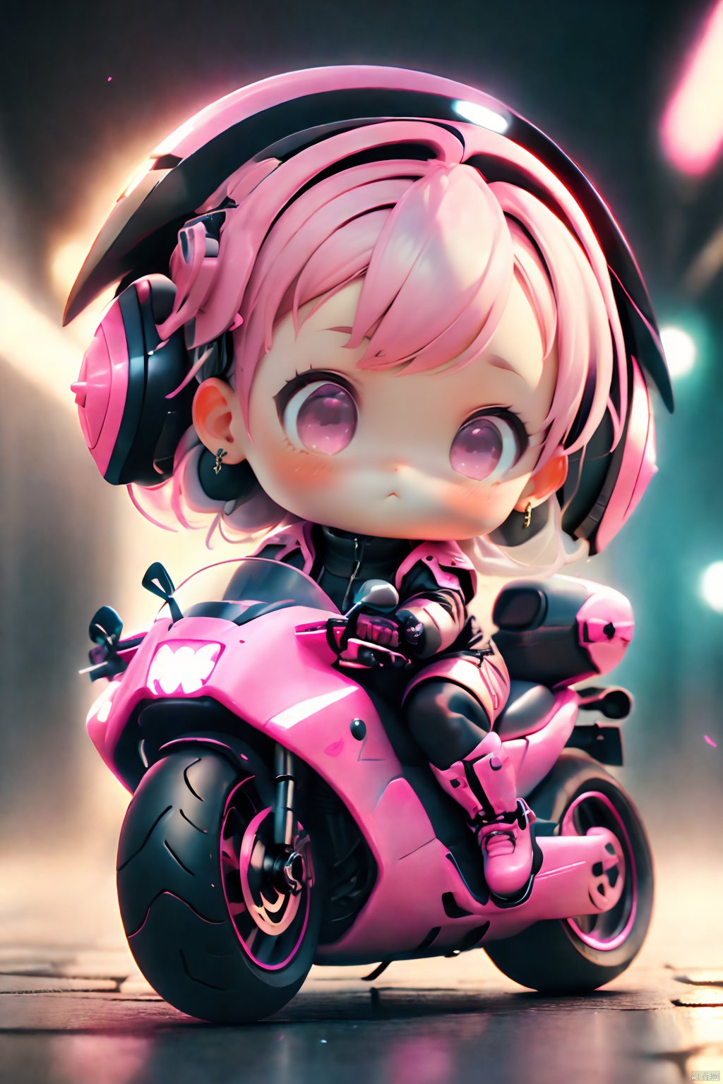 a cute little chibi girl, Pink split short hair,  pink eyes,  royal sister,  sassy,  sci-fi style,  motorcycle,  Harley,  shota,<lora:EMS-78361-EMS:0.100000>,<lora:EMS-269271-EMS:0.100000>,<lora:EMS-271560-EMS:0.110000>,<lora:EMS-272061-EMS:0.560000>,<lora:EMS-270708-EMS:0.010000>,<lora:EMS-272995-EMS:0.310000>