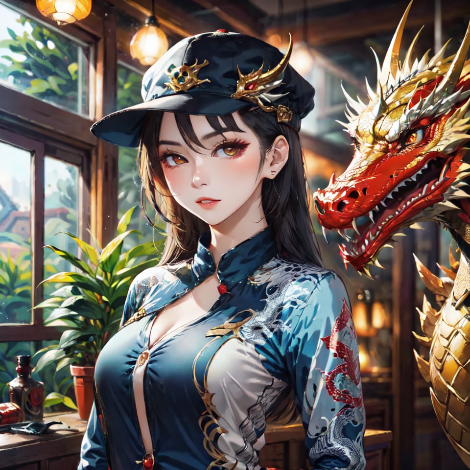 The boss of a mafia bang is a pretty girl who also called the daughter of Dragon, detail face, detail dragon abstract on her clothes, is preparing for her trip to the countryside ,Young beauty spirit 