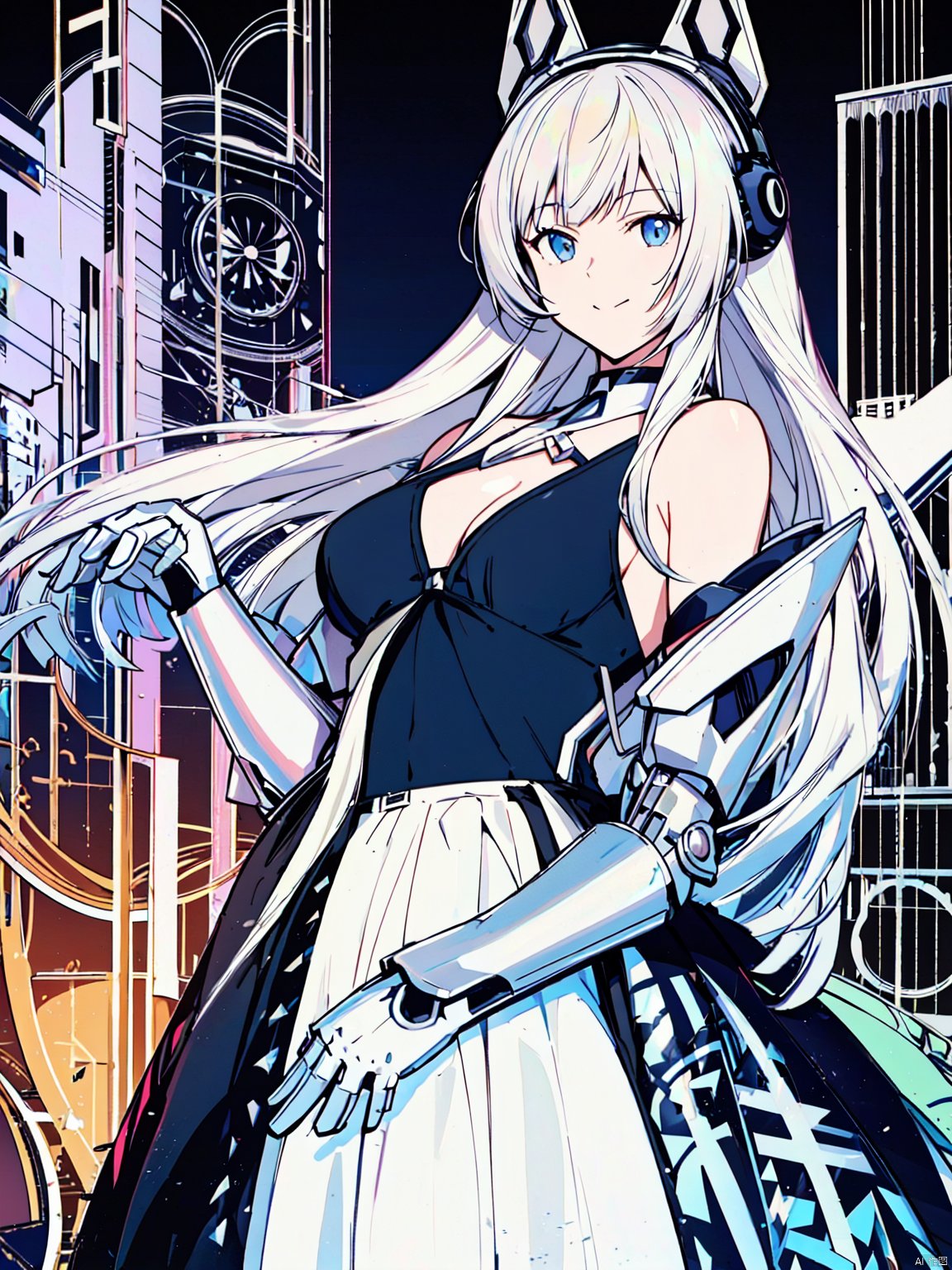  (masterpiece, top quality, best quality, official art, beautiful and aesthetic:1.2),anime artwork animated, tianqi,1girl,solo,long hair,looking at viewer,white hair,realistic,fake animal ears,mechanical wings, anime style, key visual, vibrant, studio anime, highly detailed