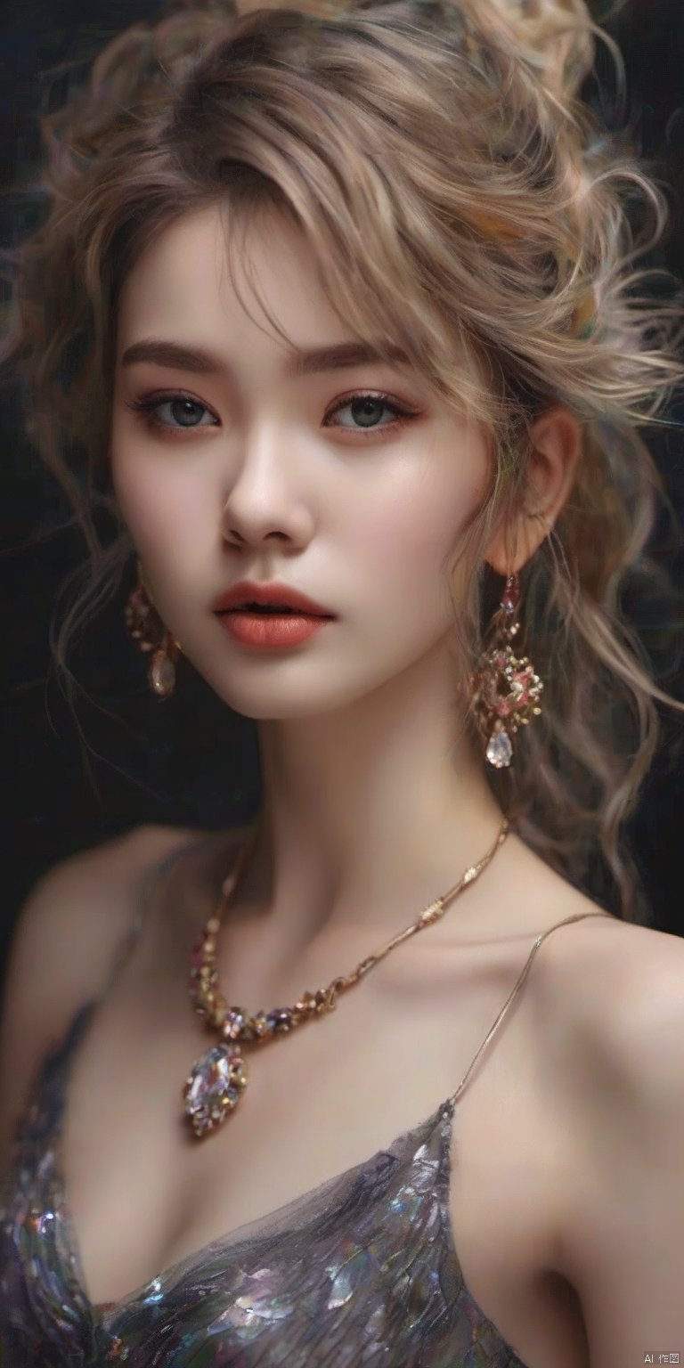 1girl,jewelry, earrings,lips, makeup, portrait, eyeshadow, realistic, nose,{{best quality}}, {{masterpiece}}, {{ultra-detailed}}, {illustration}, {detailed light}, {an extremely delicate and beautiful}, a girl, {beautiful detailed eyes}, stars in the eyes, messy floating hair, colored inner hair, Starry sky adorns hair, depth of field, large breasts,cleavage,blurry, no humans, traditional media, gem, crystal, still life, Dance,movements, All the Colours of the Rainbow,zj,
simple background, shiny, blurry, no humans, depth of field, black background, gem, crystal, realistic, red gemstone, still life,