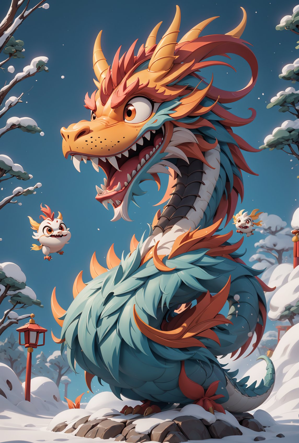 Chinese  dragon  in the style of Pixar cartoon