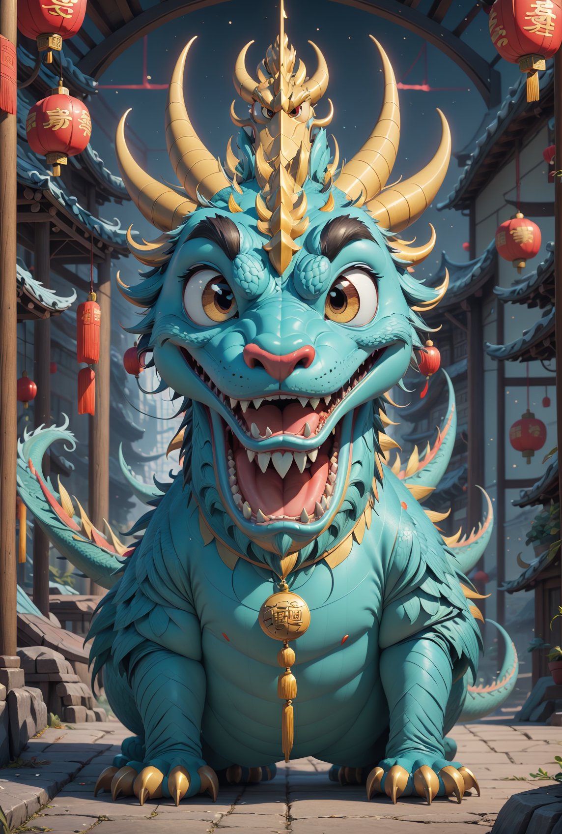 sweet Chinese  dragon  in the style of Pixar cartoon,High detailed 