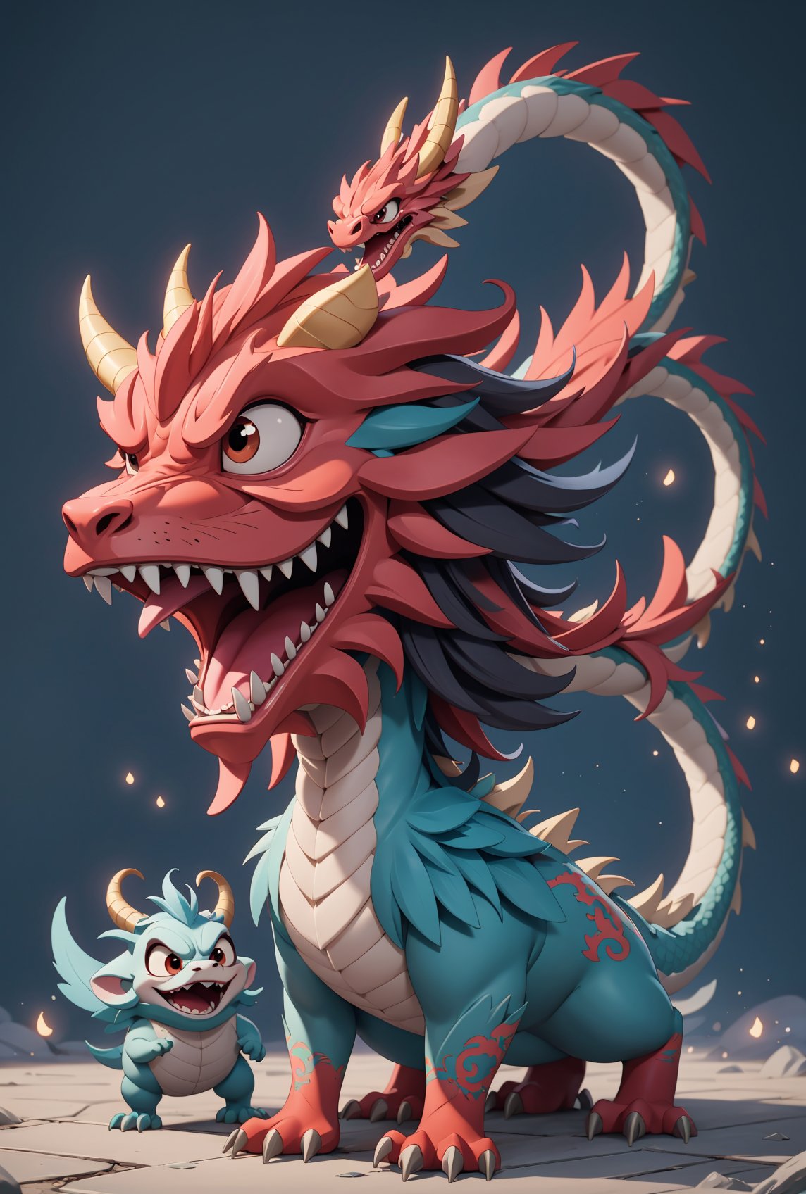 Chinese  dragon  in the style of Pixar cartoon