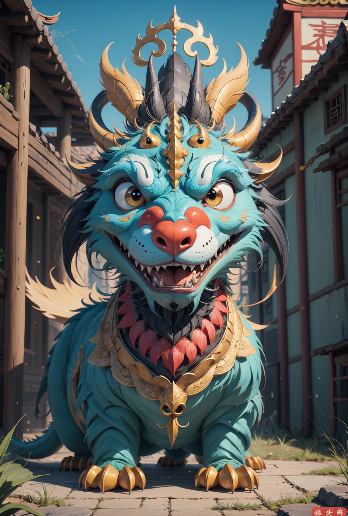 sweet Chinese  dragon  in the style of Pixar cartoon,High detailed 